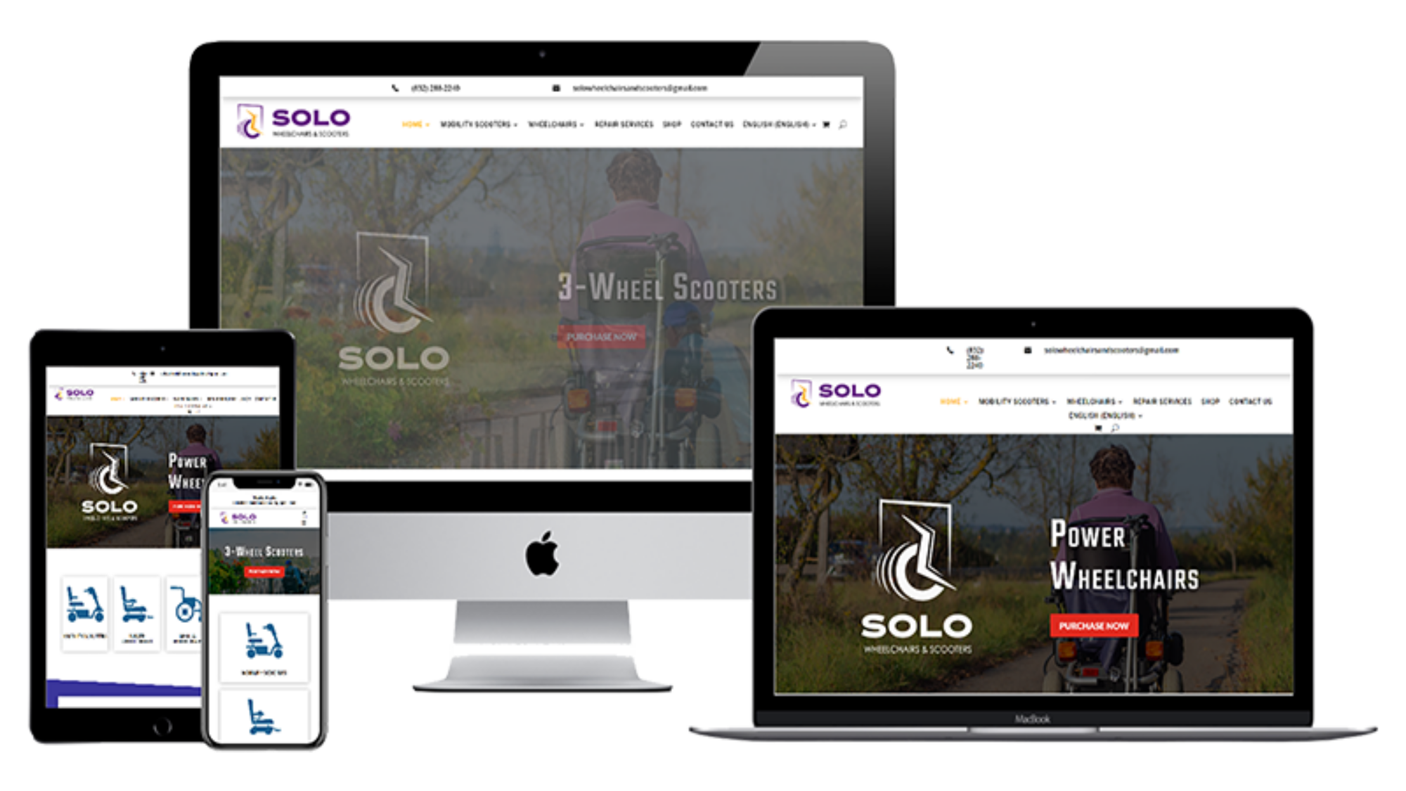 Solo Wheelchairs & Scooters Website Mockup