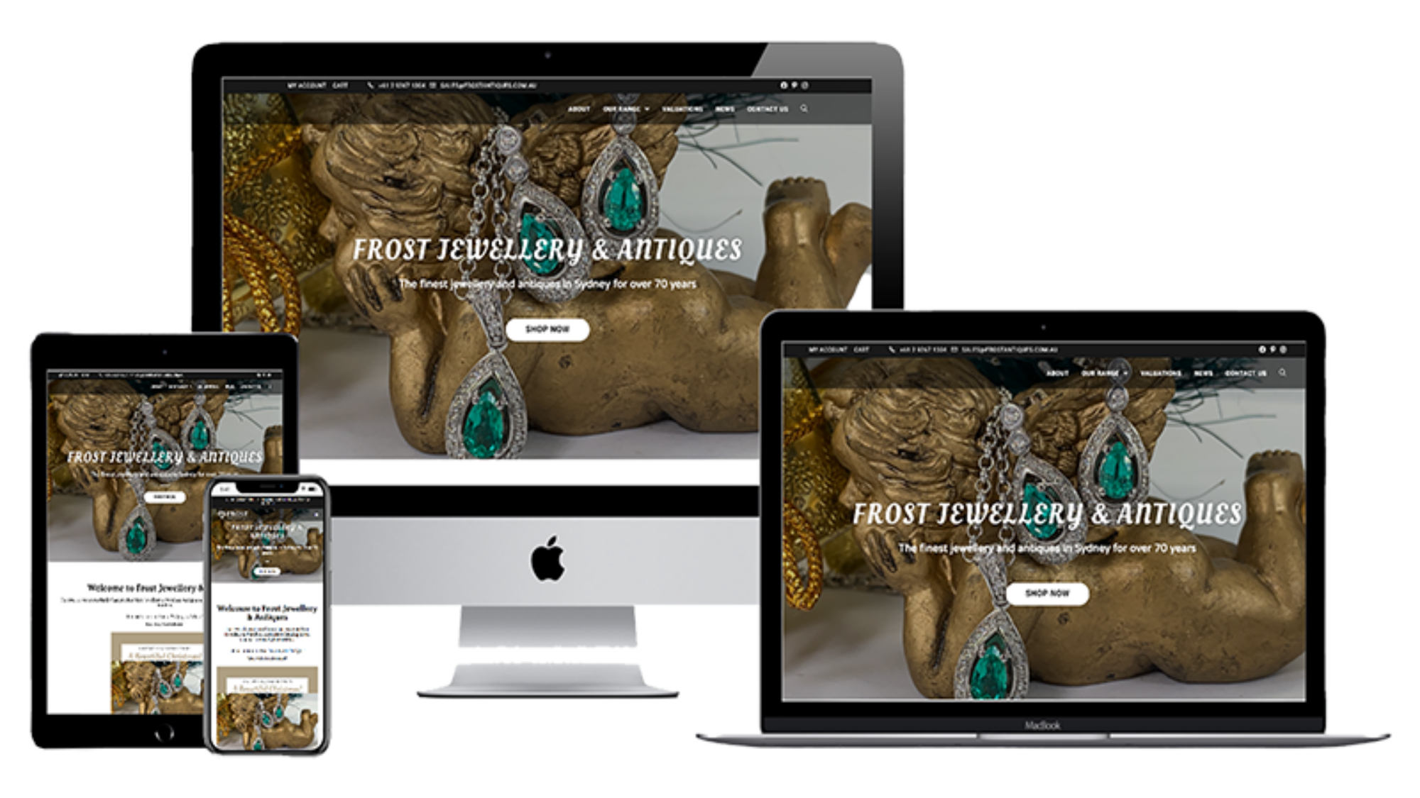 Frost Jewellery & Antiques Website Mockup