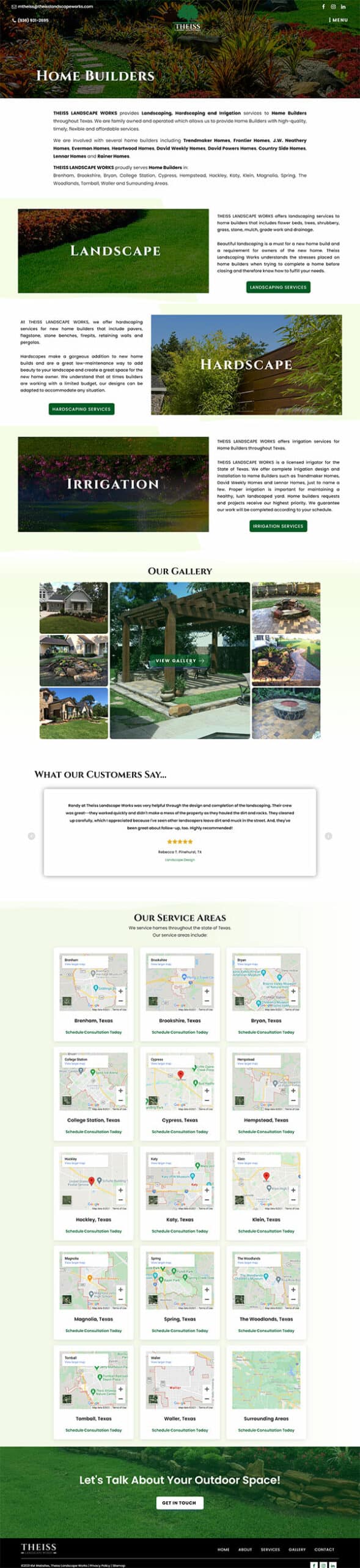 Theiss Landscape Works Home Builder Services Page