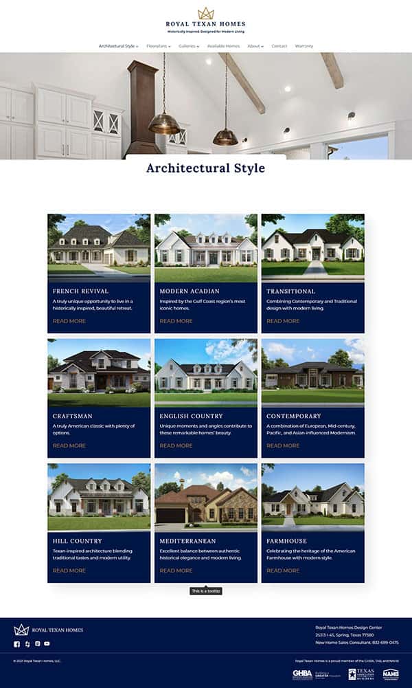 Royal Texan Homes Architectural Styles Options Page