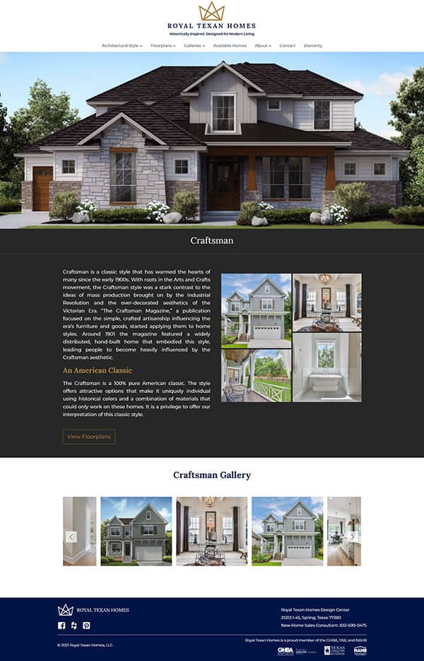 Royal Texan Homes Architectural Styles Page