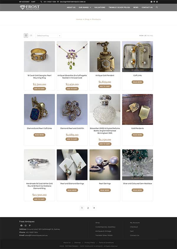 Frost Jewellery & Antiques Shop Page