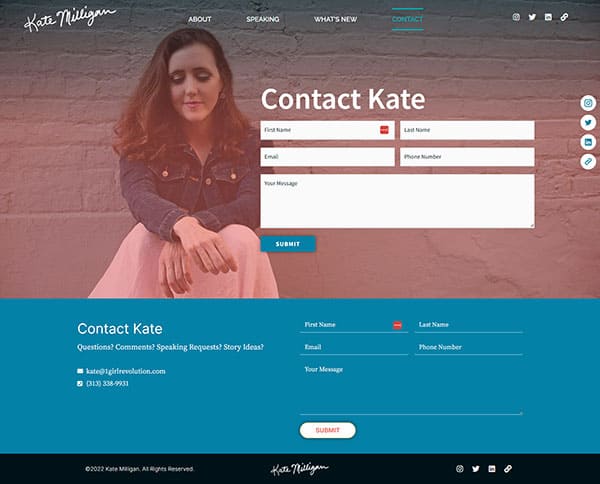 Kate Bryan Milligan Contact Page