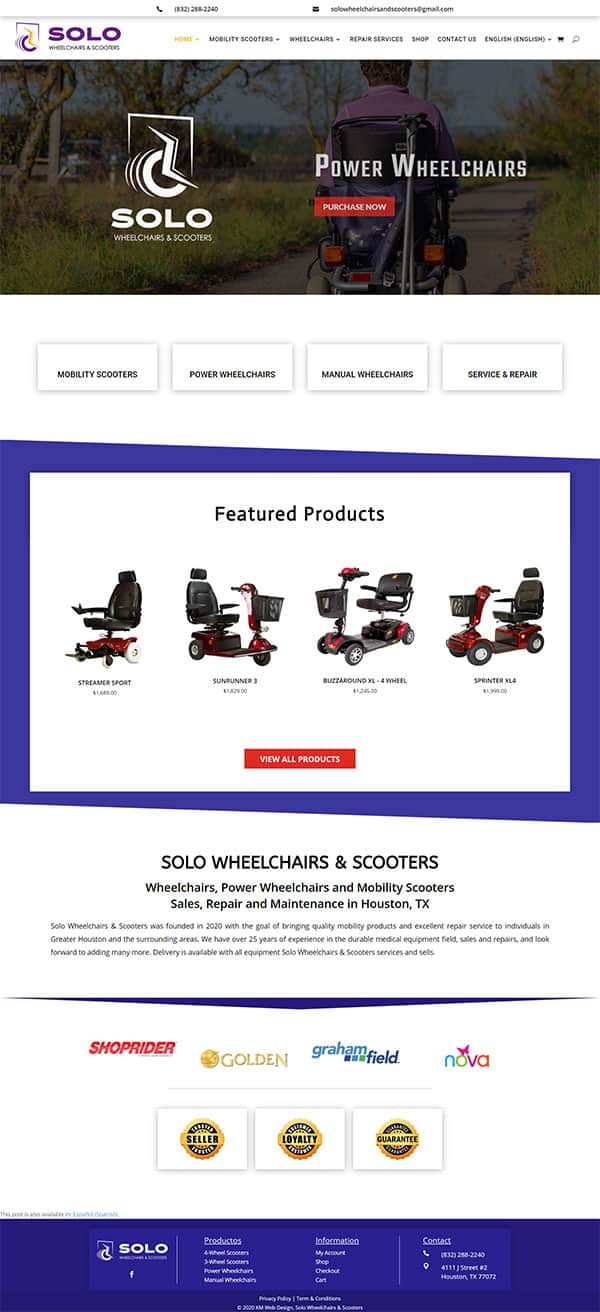 Solo Wheelchairs and Scooters Home Page