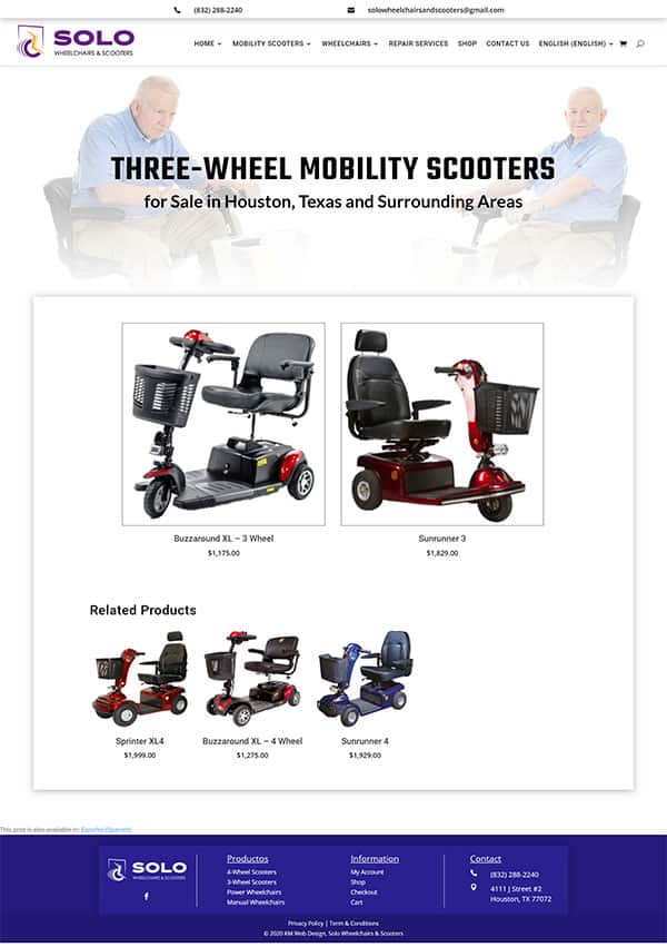 Solo Wheelchairs and Scooters Product Page